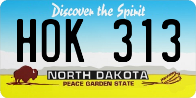 ND license plate HOK313