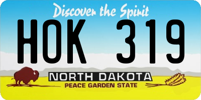 ND license plate HOK319