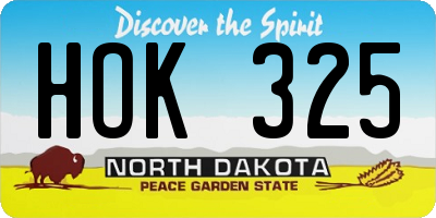 ND license plate HOK325