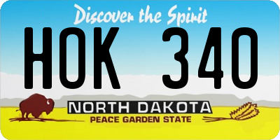ND license plate HOK340