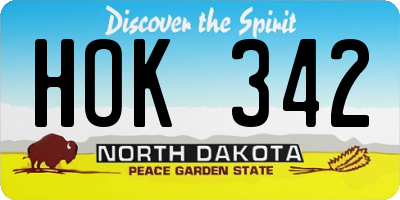 ND license plate HOK342