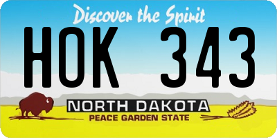 ND license plate HOK343