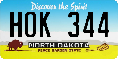 ND license plate HOK344