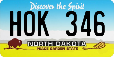 ND license plate HOK346