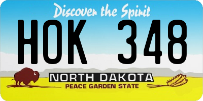 ND license plate HOK348