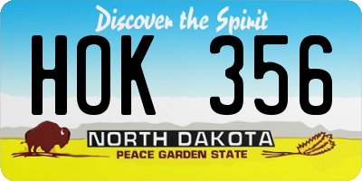ND license plate HOK356