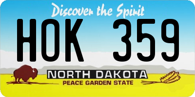 ND license plate HOK359