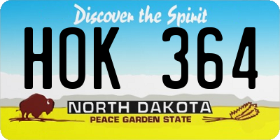 ND license plate HOK364