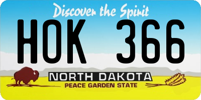 ND license plate HOK366