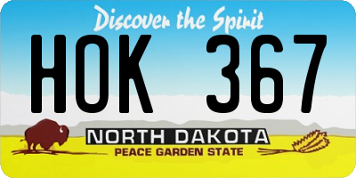 ND license plate HOK367
