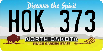 ND license plate HOK373