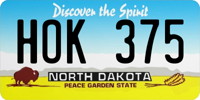 ND license plate HOK375