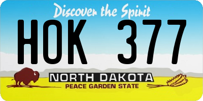 ND license plate HOK377