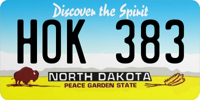 ND license plate HOK383