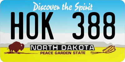 ND license plate HOK388
