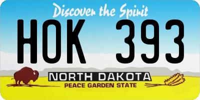 ND license plate HOK393