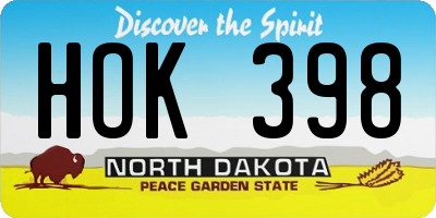 ND license plate HOK398