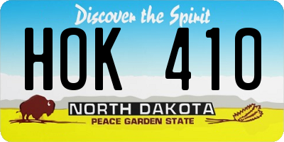 ND license plate HOK410
