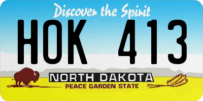 ND license plate HOK413