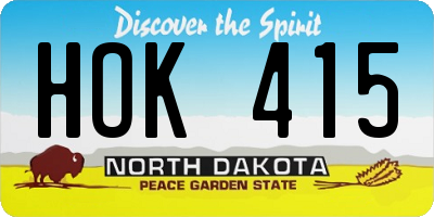 ND license plate HOK415