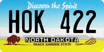 ND license plate HOK422