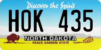 ND license plate HOK435