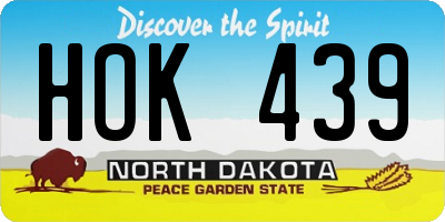 ND license plate HOK439