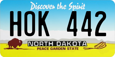 ND license plate HOK442