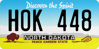 ND license plate HOK448