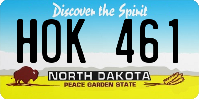 ND license plate HOK461