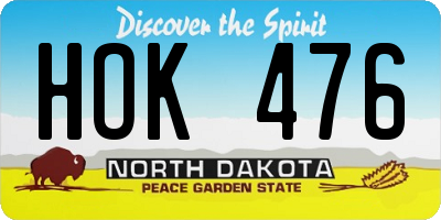 ND license plate HOK476
