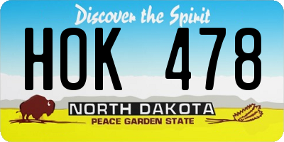 ND license plate HOK478
