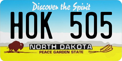 ND license plate HOK505