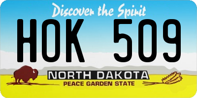 ND license plate HOK509