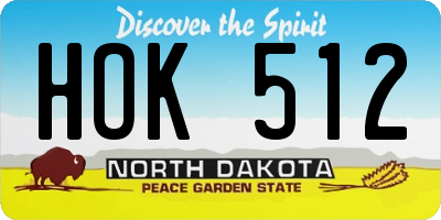 ND license plate HOK512