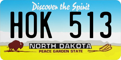 ND license plate HOK513