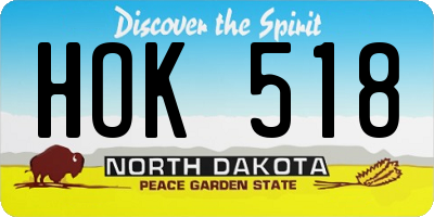 ND license plate HOK518