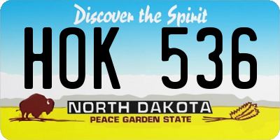 ND license plate HOK536