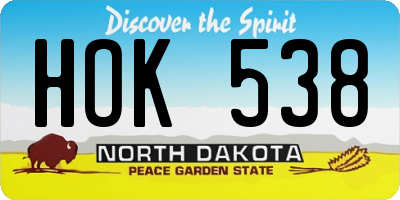 ND license plate HOK538
