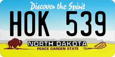 ND license plate HOK539