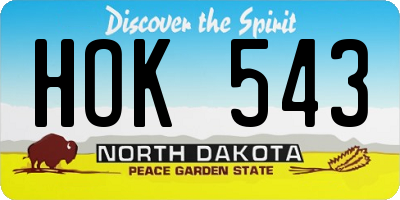 ND license plate HOK543