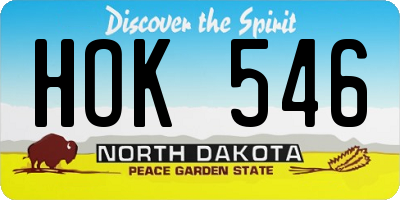 ND license plate HOK546
