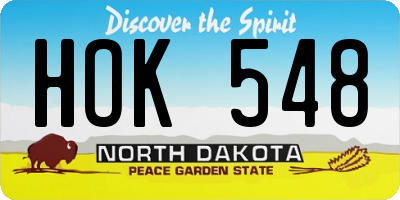 ND license plate HOK548