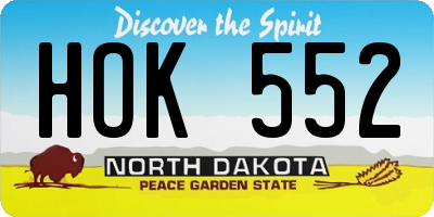 ND license plate HOK552
