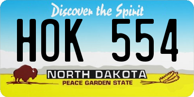ND license plate HOK554