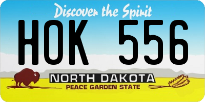 ND license plate HOK556