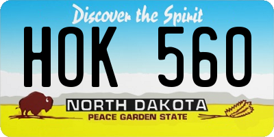 ND license plate HOK560