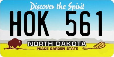 ND license plate HOK561