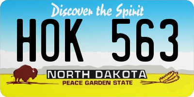 ND license plate HOK563