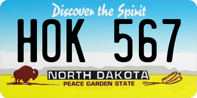 ND license plate HOK567